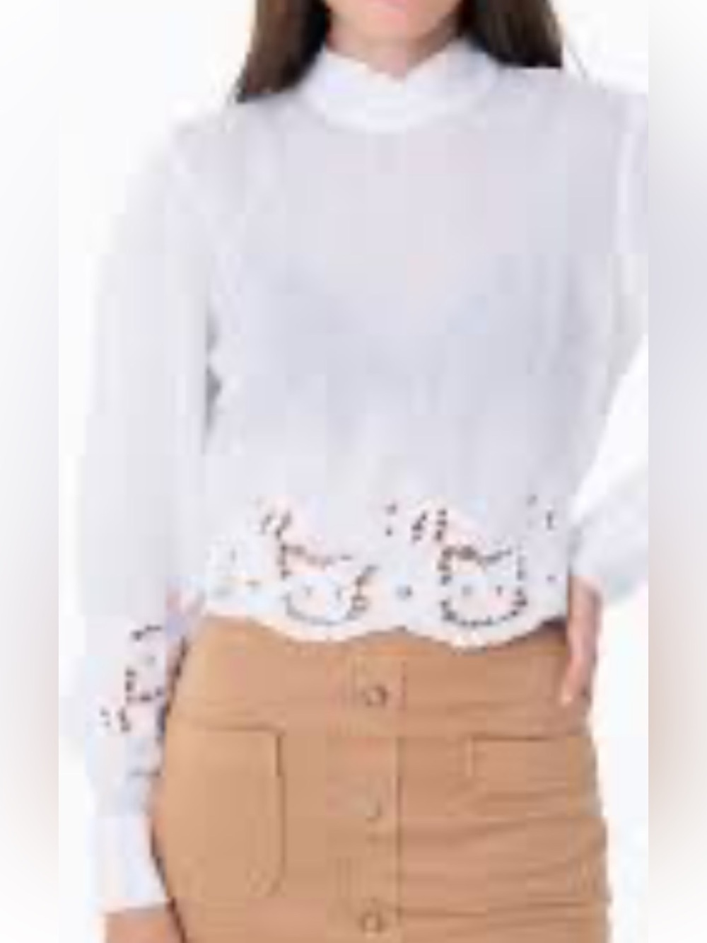 NWT Guess White Eyelet Crop Top Sz M